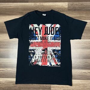 Y2K The Beatles Hey Jude, Don't Make It Bad British Flag Black T-Shirt Sz Large